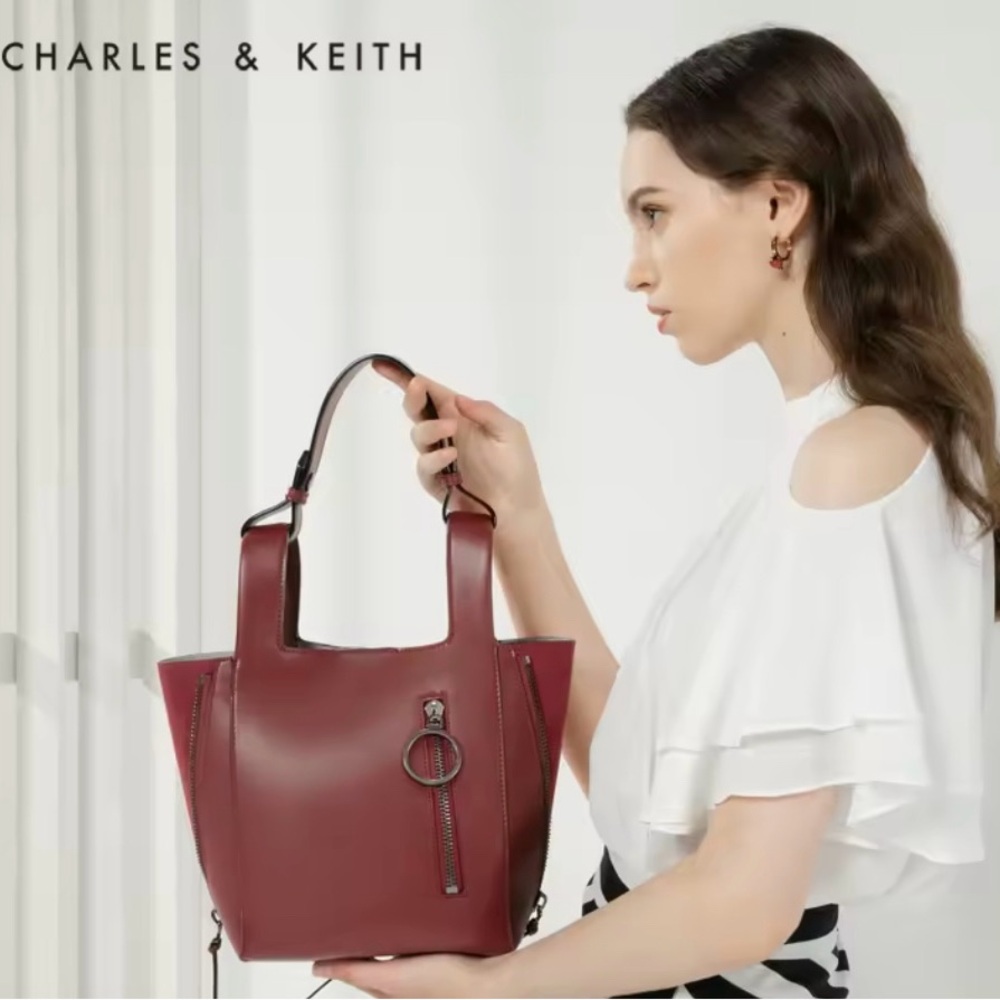 Charles Keith Bordeaux Tote Bag  EUC - Picture 2 of 11
